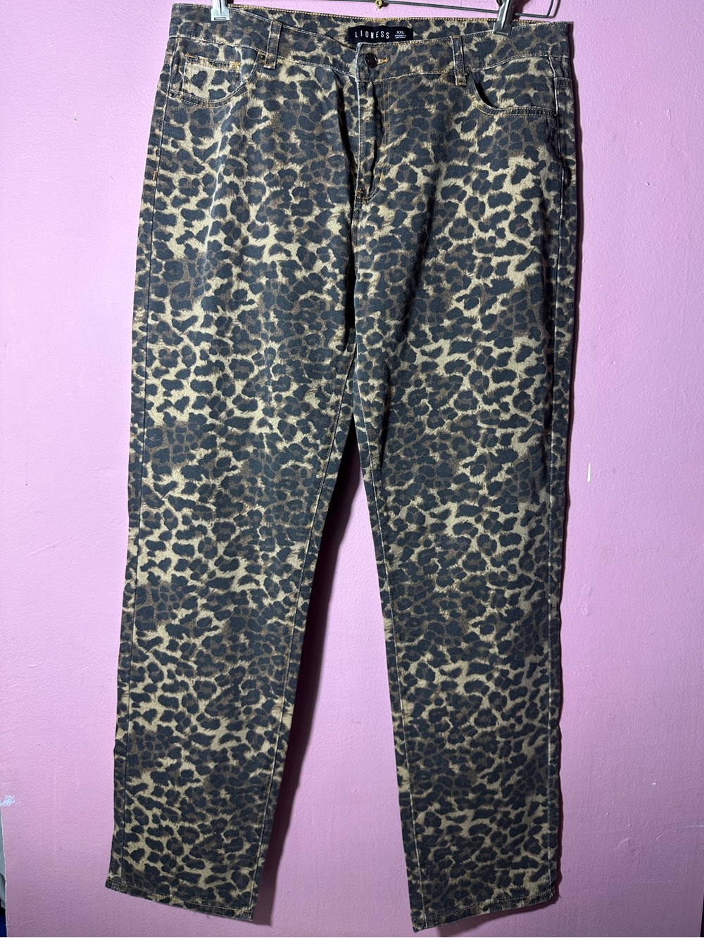 Lioness Carmela Leopard Print Boot Cut Pants in Black and Tan